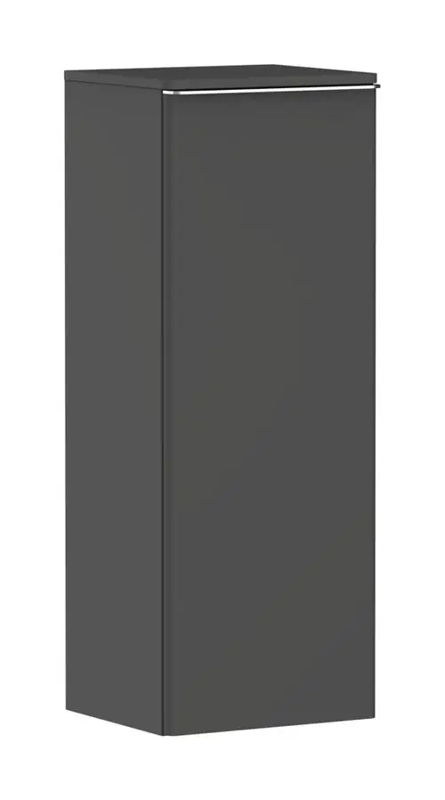 Hansgrohe-Schrank in Diamantgrau, rechteckige Form, mit einer Tür, die nach links schwingt. Optik und Finish sind schlicht und modern.